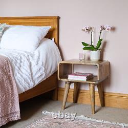 Table de chevet scandinave avec compartiment ouvert, table de nuit rétro avec petit rangement pour chambre à coucher