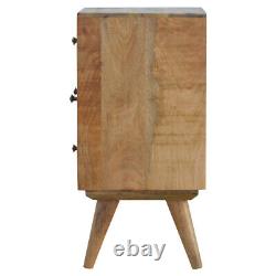 Table de chevet scandinave en bois de manguier massif avec 4 tiroirs, petite commode compacte de rangement pour la nuit.
