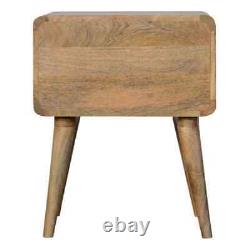 Table de chevet scandinave incurvée, meuble d'appoint scandinave en bois massif pour le rangement de la chambre à coucher