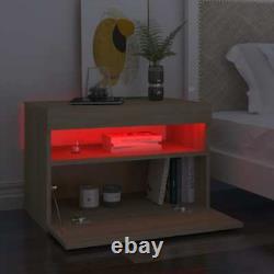 Table de chevet x 2 avec éclairage LED flottant, table de chambre à coucher, table de nuit en bois avec tiroir
