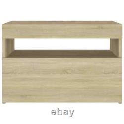 Table de chevet x 2 avec éclairage LED flottant, table de chambre à coucher, table de nuit en bois avec tiroir