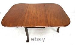 Table de cuisine ovale ancienne en chêne massif et acajou avec rallonges rebattables