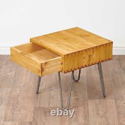 Table de nuit rétro en bois massif avec 1 tiroir pour bureau