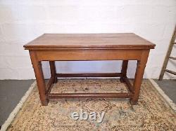 Table de réfectoire en chêne massif vintage Table d'église 1938 Plaque Table d'autel récupérée
