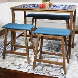 Tabouret de bar en bois avec coussin en chêne vieilli, ensemble de 2 par Sunnydaze