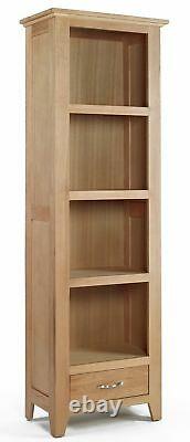 Tall Oak Bookcase 4 Shelf Storage Narrow Bookshelf Solid Wood Shelving Unit