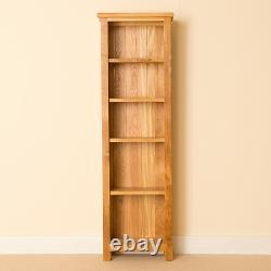 Tall Oak Bookcase Narrow Shelving Unit Newlyn Solid Wood Living Room Meubles