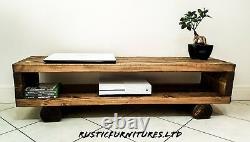 Tv Stand/tv Unit/chunky Rustic Handmade Furniture/solid Pine Wood/tv Cabinet