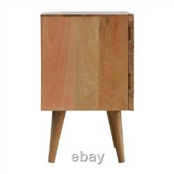 Unité TV sculptée en bois finition chêne de la gamme AF Lille - Table de chevet et bureau