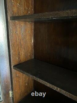 Vintage Oak Writing Bureau/bibliothèque 2 Dessins De Base/2 Portes Supérieures Au Plomb/2 Shelve Tlc